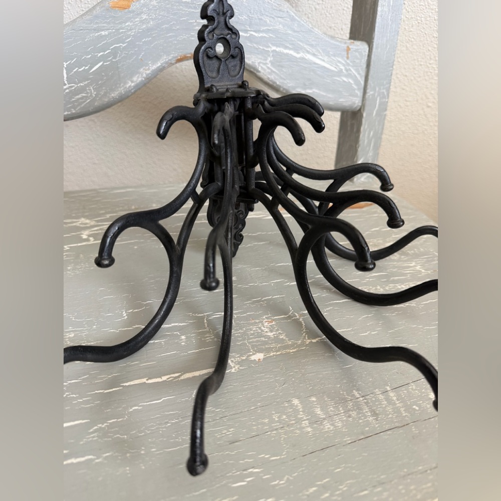 Vintage Black Wrought Iron Adjustable Hanging Display Organizer